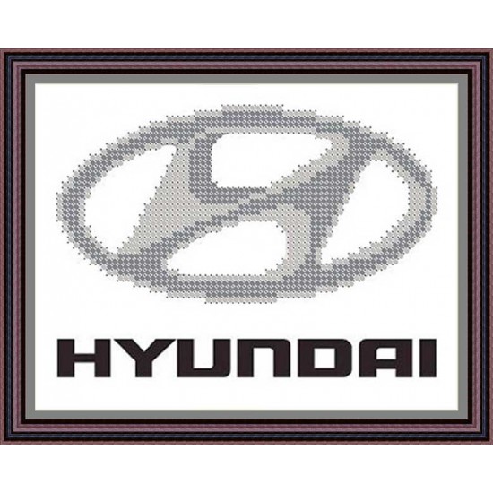 Рисунок - схема на ткани - эмблема автомобиля Хендай "HYUNDAI"