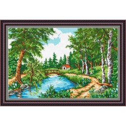 Рисунок - схема на ткани - "Весенний пейзаж"