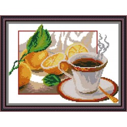 Рисунок - схема на ткани - "Чай с лимоном"