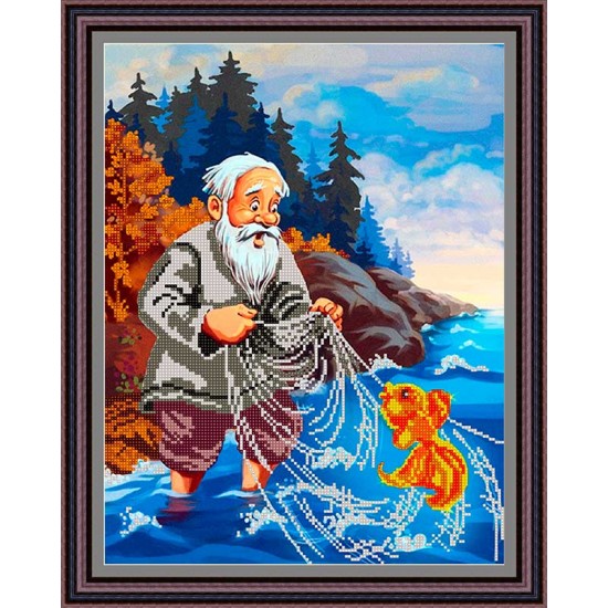 Рисунок - схема на ткани - "Сказка о рыбаке и рыбке"