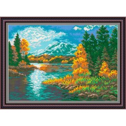 Рисунок - схема на ткани - "Горное озеро"