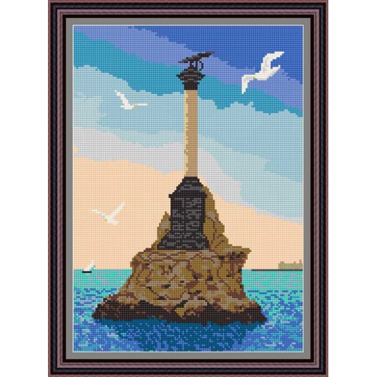 Рисунок - схема на ткани - "Памятник затопленным кораблям"