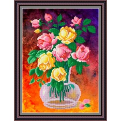 Рисунок - схема на ткани - "Букет с розами"