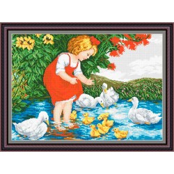 Рисунок - схема на ткани - "Игра на реке"