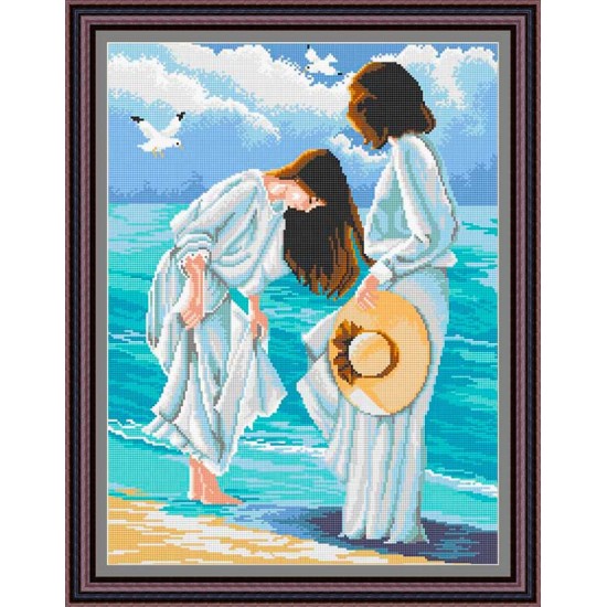 Рисунок - схема на ткани - "Девушки на берегу"