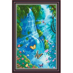 Рисунок - схема на ткани - "Водопад и бабочки"