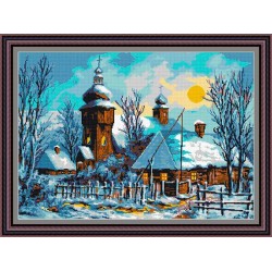 Рисунок - схема на ткани - "Зимняя деревня"