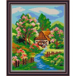 Рисунок - схема на ткани - "Водяная мельница"