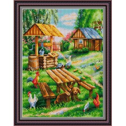 Рисунок - схема на ткани - "Весёлое подворье"