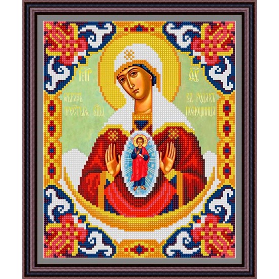 Рисунок - схема на ткани -  Икона "В родах помощница"