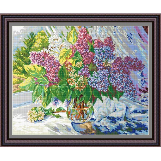 Рисунок - схема на ткани - "Букет сирени"