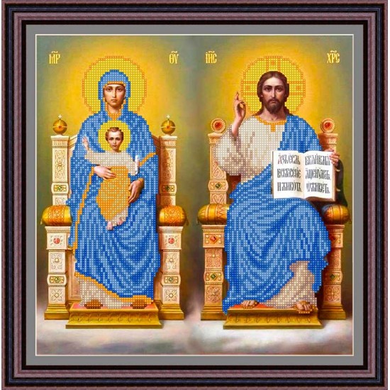 Рисунок - схема на ткани - Икона "Иисус Христос и Богородица"