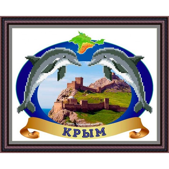 Рисунок - схема на ткани - Крым, Судак, "Генуэзская крепость"