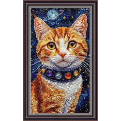 Рисунок - схема на ткани  - "Космический кот" 