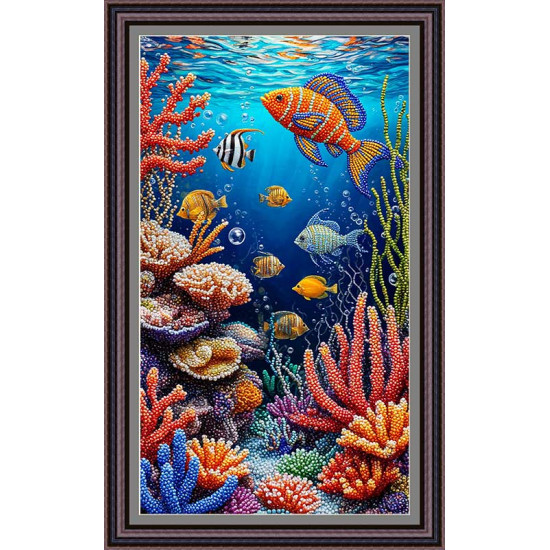 Рисунок - схема на ткани  - "Коралловый рай" 