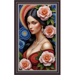 Рисунок - схема на ткани  - "Дама с камелиями" 
