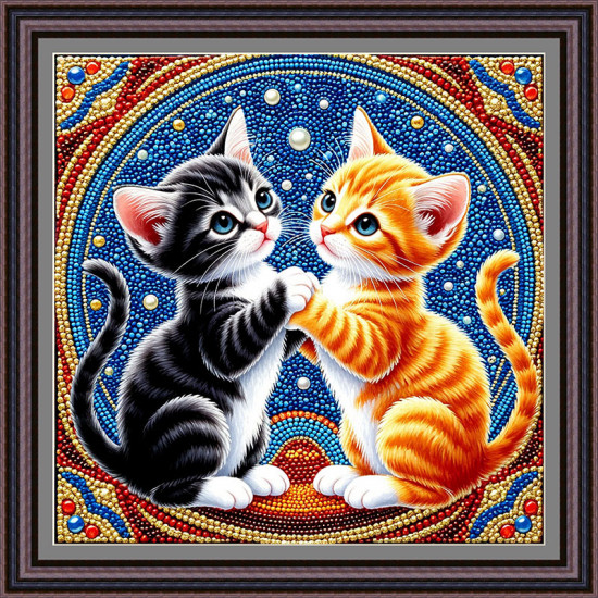 Рисунок - схема на ткани  - "Играющие котята"