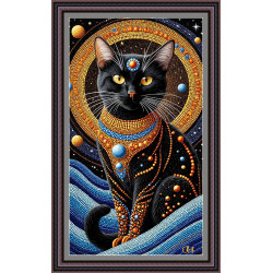 Рисунок - схема на ткани  - "Космический кот" 