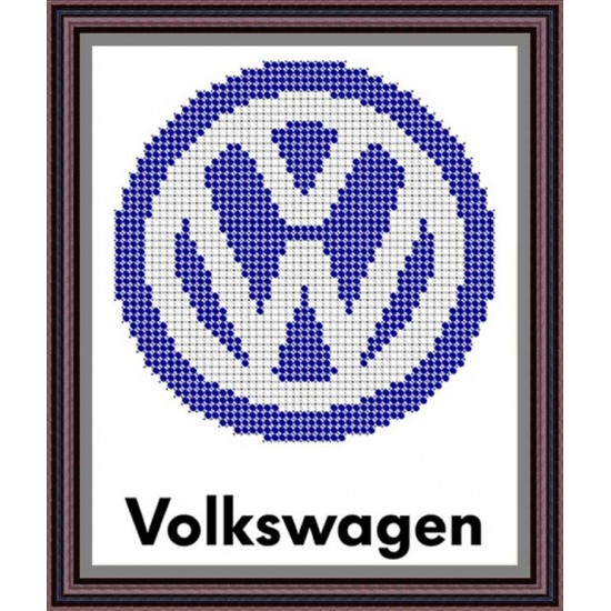 Рисунок - схема на ткани - эмблема автомобиля Фольксваген "Volkswagen"