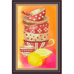 Рисунок - схема на ткани - "Чай с лимоном"