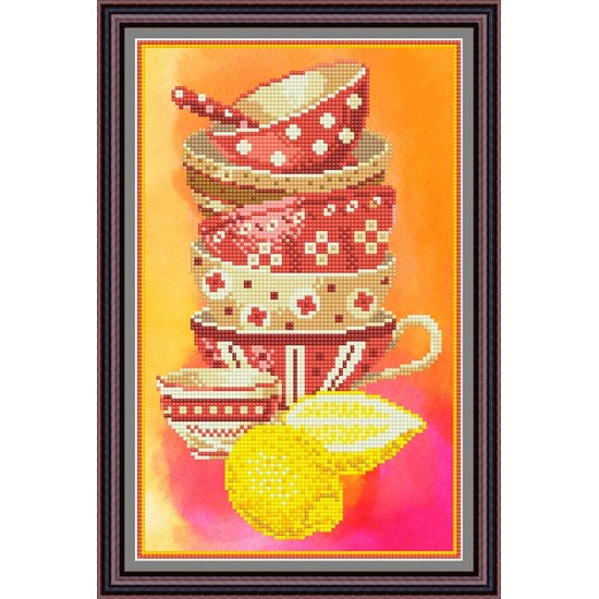 Рисунок - схема на ткани - "Чай с лимоном"