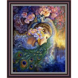 Рисунок - схема на ткани - "Девушка с павлинами"