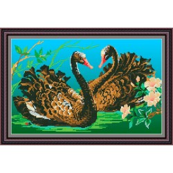 Рисунок - схема на ткани - "Пара черных лебедей"