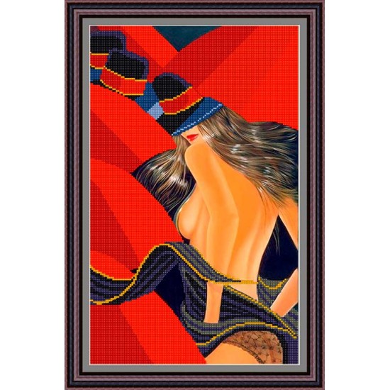 Рисунок - схема на ткани - по картине Виктора Островского "Красные зонтики"