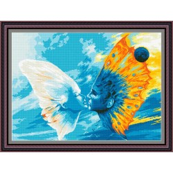 Рисунок - схема на ткани - "Бабочки любви"