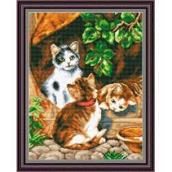 Рисунок - схема на ткани - "Кошачий полдень"