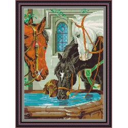 Рисунок - схема на ткани - "Водопой"