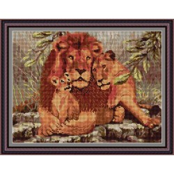 Рисунок - схема на ткани - "Львиное семейство"