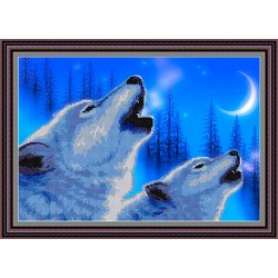 Рисунок - схема на ткани - "Пара волков"