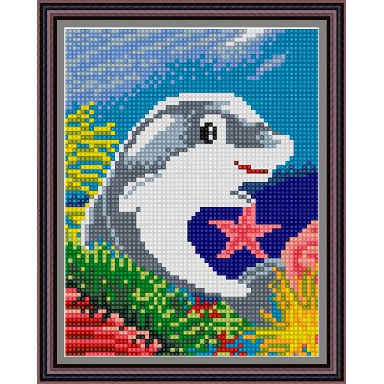 Рисунок - схема на ткани - "Дельфинчик" Рисунок - схема на ткани - "Дельфинчик"