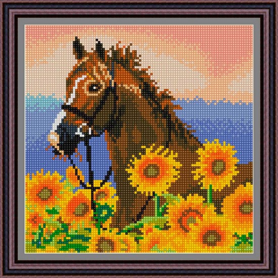 Рисунок - схема на ткани - "Лошадь в подсолнухах" Рисунок - схема на ткани - "Лошадь в подсолнухах"