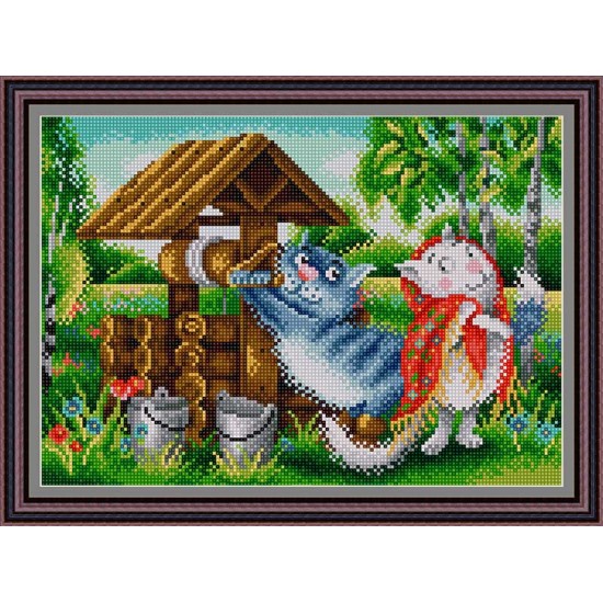 Рисунок - схема на ткани - "У колодца" Рисунок - схема на ткани - "У колодца"