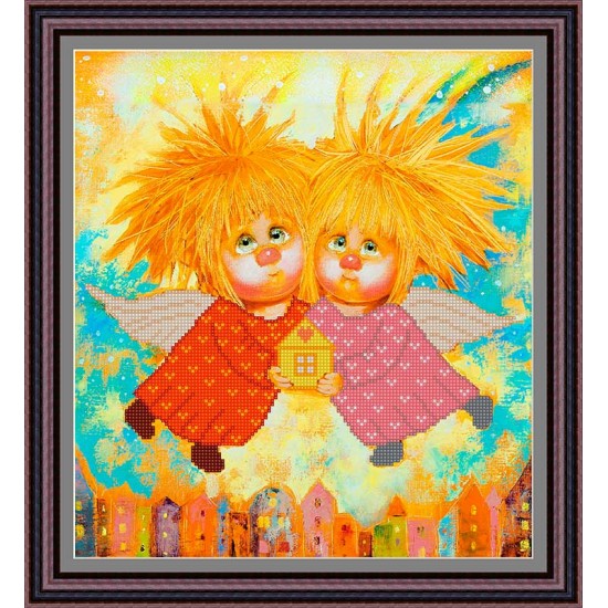 Рисунок - схема на ткани - по картине Люси  Чувиляевой "Любовь в ваш дом"