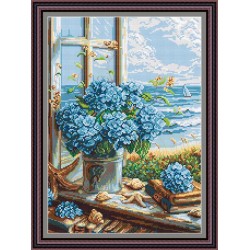 Рисунок - схема на ткани - "Комната с видом на море"