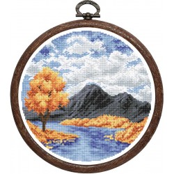 Рисунок - схема на ткани - "Осенний горный пейзаж"