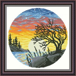 Рисунок - схема на ткани - "Остров на закате"