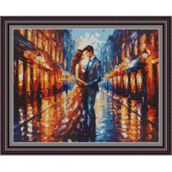 Рисунок - схема на ткани  - по картине Леонида Афремова "Любовь в большом городе"