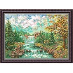 Рисунок - схема на ткани - "Горный водопад-4"