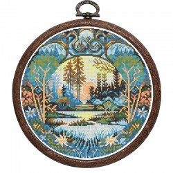 Рисунок - схема на ткани - "Лесное озеро"