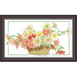 Рисунок - схема на ткани - "Цветы в корзине"