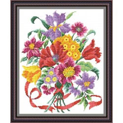 Рисунок - схема на ткани - "Праздничный букет"