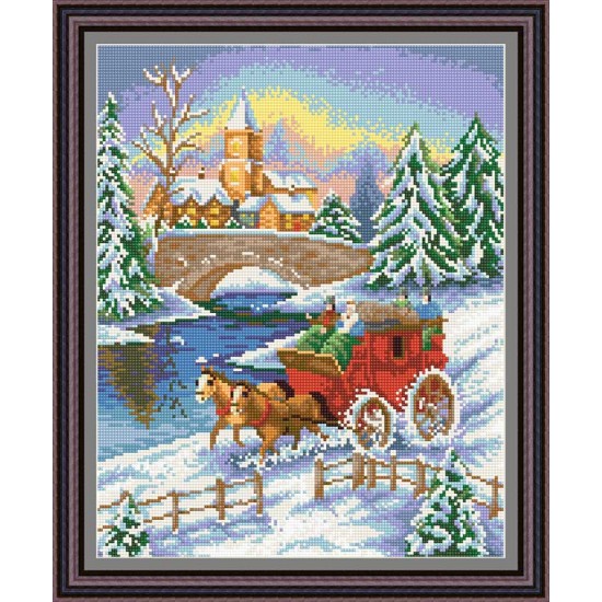 Рисунок - схема на ткани - "Зимняя прогулка-2"