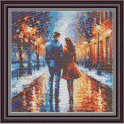 Рисунок - схема на ткани  - по картине Леонида Афремова "Романтический вечер"