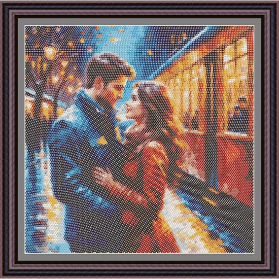 Рисунок - схема на ткани  - по картине Леонида Афремова "Вечерний трамвай"