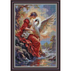 Рисунок - схема на ткани - "Девушка с лебедем"