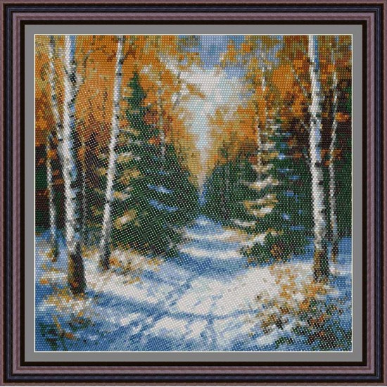 Рисунок - схема на ткани  - "Первый снег"